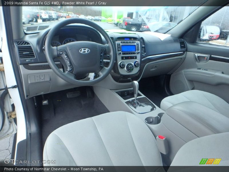 Powder White Pearl / Gray 2009 Hyundai Santa Fe GLS 4WD