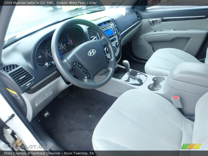 Powder White Pearl / Gray 2009 Hyundai Santa Fe GLS 4WD