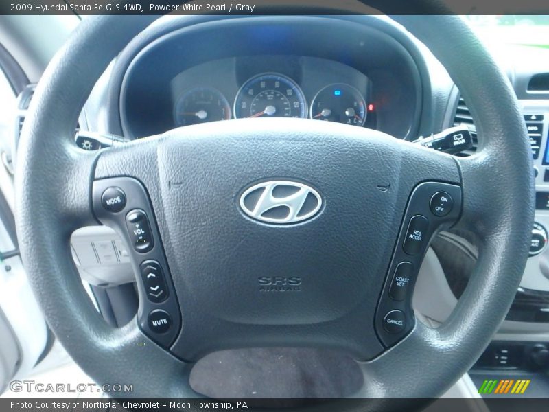 Powder White Pearl / Gray 2009 Hyundai Santa Fe GLS 4WD