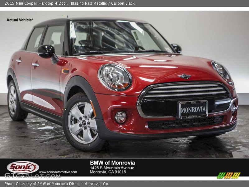Blazing Red Metallic / Carbon Black 2015 Mini Cooper Hardtop 4 Door
