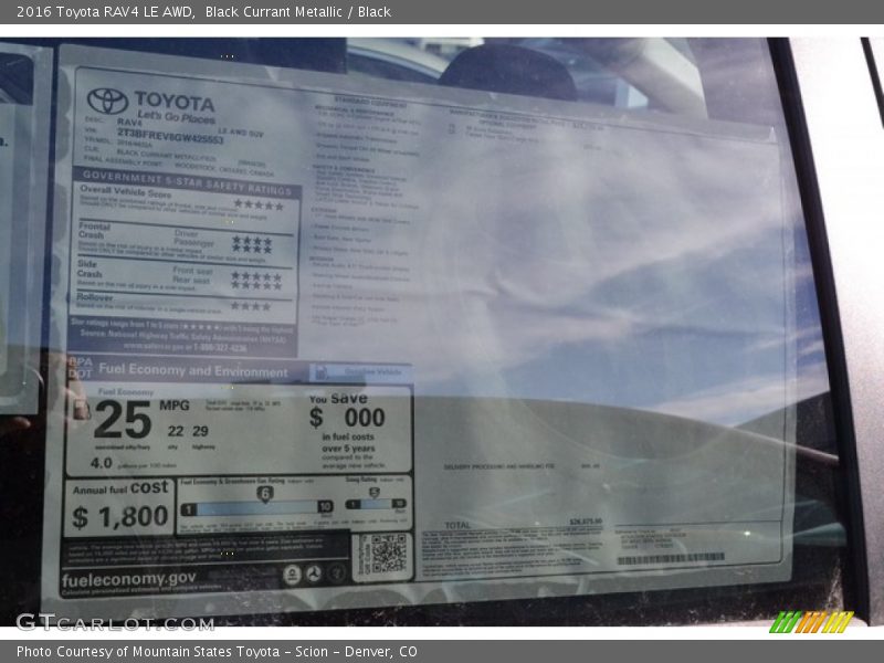 Black Currant Metallic / Black 2016 Toyota RAV4 LE AWD