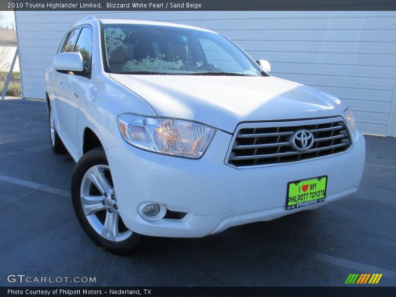 Blizzard White Pearl / Sand Beige 2010 Toyota Highlander Limited