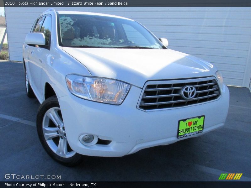 Blizzard White Pearl / Sand Beige 2010 Toyota Highlander Limited