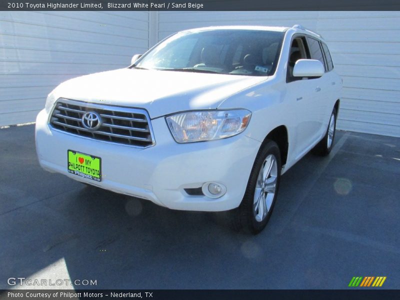 Blizzard White Pearl / Sand Beige 2010 Toyota Highlander Limited