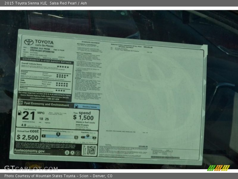 Salsa Red Pearl / Ash 2015 Toyota Sienna XLE