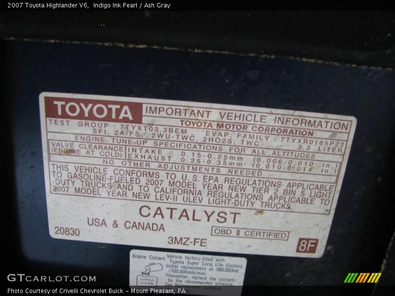 Indigo Ink Pearl / Ash Gray 2007 Toyota Highlander V6
