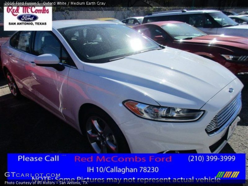 Oxford White / Medium Earth Gray 2016 Ford Fusion S