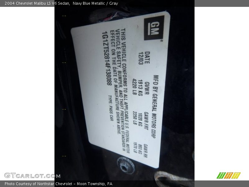 Navy Blue Metallic / Gray 2004 Chevrolet Malibu LS V6 Sedan