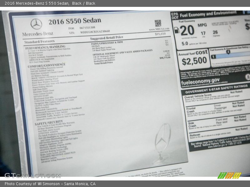 Black / Black 2016 Mercedes-Benz S 550 Sedan