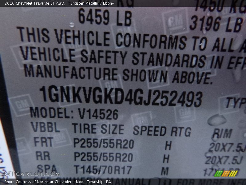 Tungsten Metallic / Ebony 2016 Chevrolet Traverse LT AWD