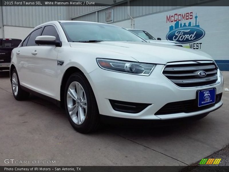 White Platinum Metallic / Dune 2015 Ford Taurus SEL