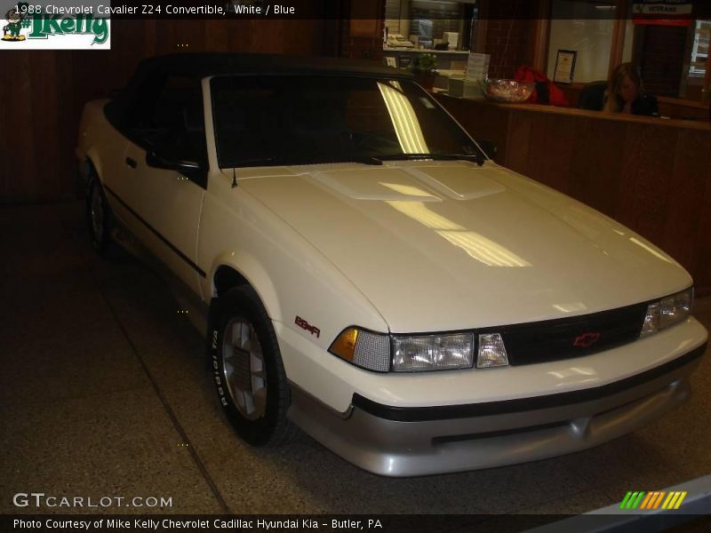White / Blue 1988 Chevrolet Cavalier Z24 Convertible