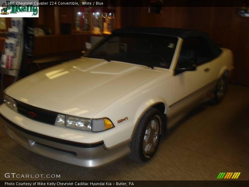 White / Blue 1988 Chevrolet Cavalier Z24 Convertible