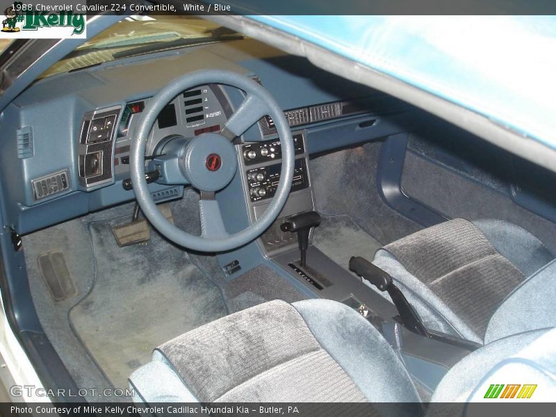 White / Blue 1988 Chevrolet Cavalier Z24 Convertible