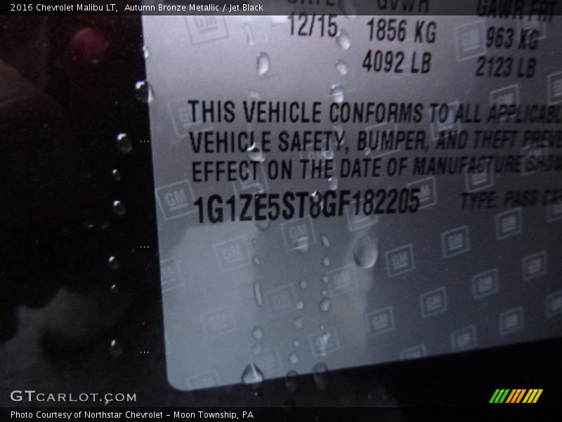 Autumn Bronze Metallic / Jet Black 2016 Chevrolet Malibu LT