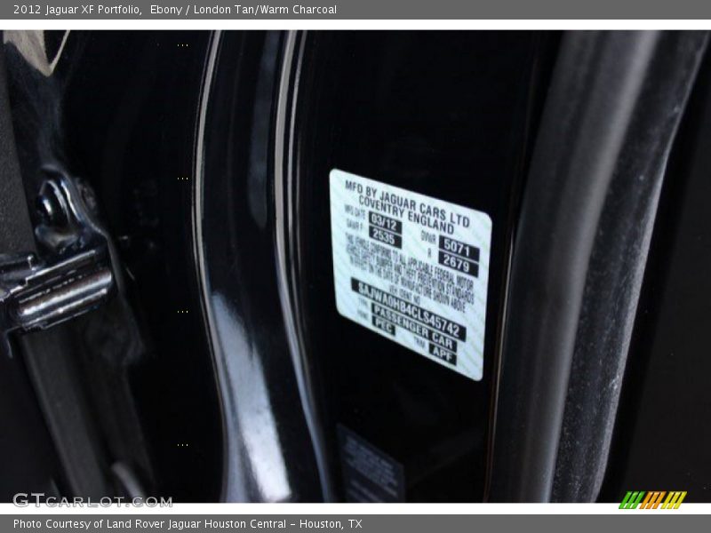 Ebony / London Tan/Warm Charcoal 2012 Jaguar XF Portfolio