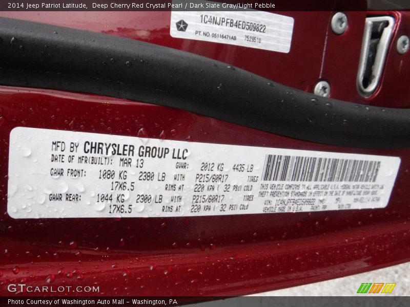 Deep Cherry Red Crystal Pearl / Dark Slate Gray/Light Pebble 2014 Jeep Patriot Latitude