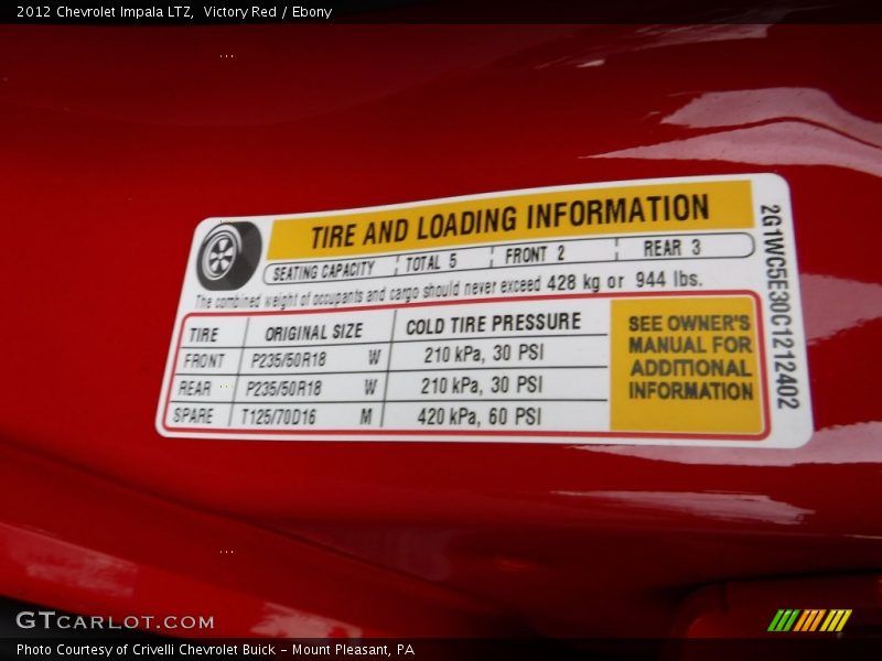 Victory Red / Ebony 2012 Chevrolet Impala LTZ