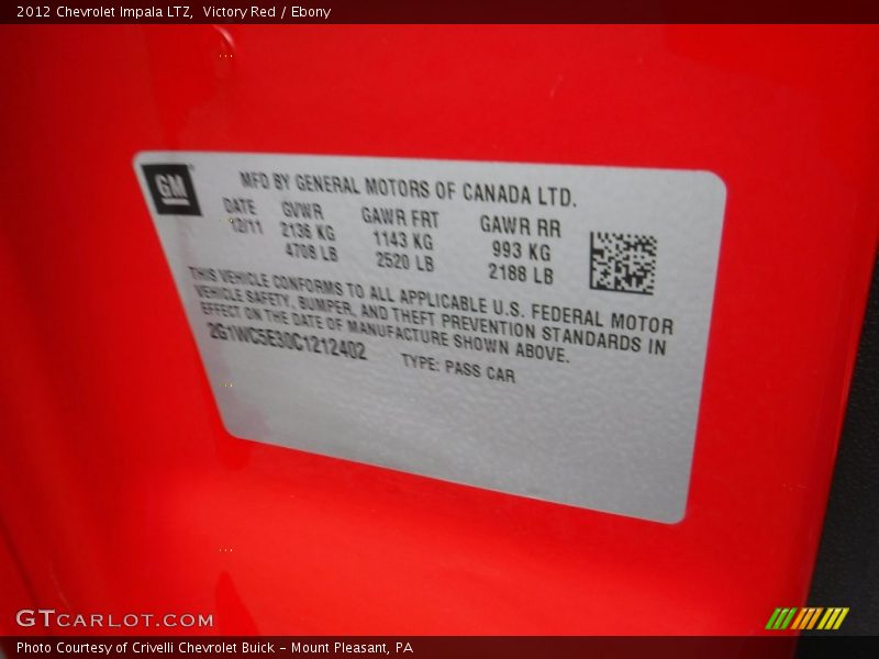 Victory Red / Ebony 2012 Chevrolet Impala LTZ