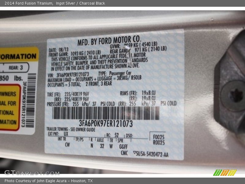 Ingot Silver / Charcoal Black 2014 Ford Fusion Titanium