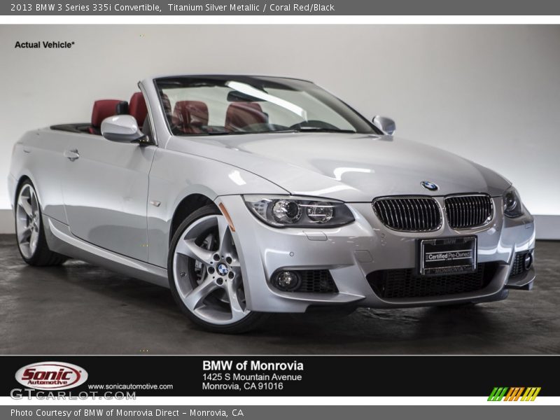 Titanium Silver Metallic / Coral Red/Black 2013 BMW 3 Series 335i Convertible