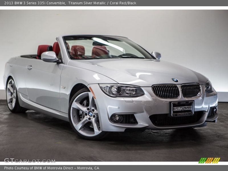 Titanium Silver Metallic / Coral Red/Black 2013 BMW 3 Series 335i Convertible