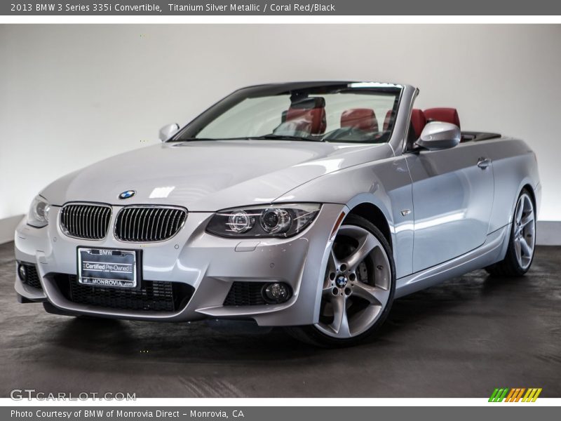 Titanium Silver Metallic / Coral Red/Black 2013 BMW 3 Series 335i Convertible