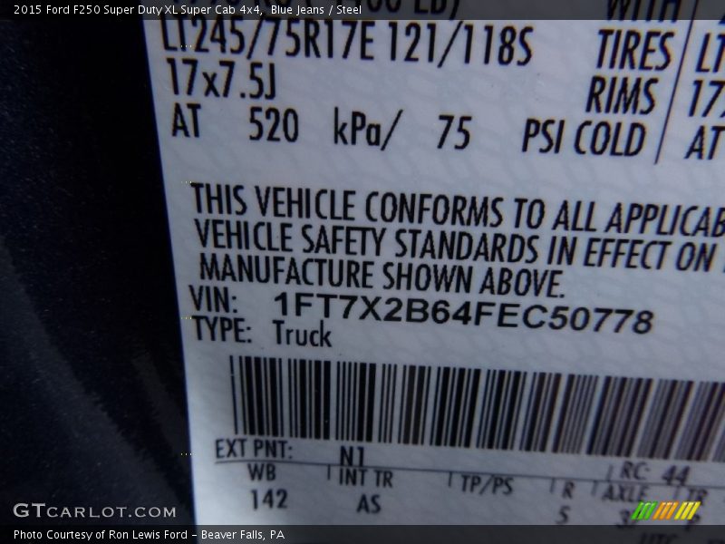 Blue Jeans / Steel 2015 Ford F250 Super Duty XL Super Cab 4x4