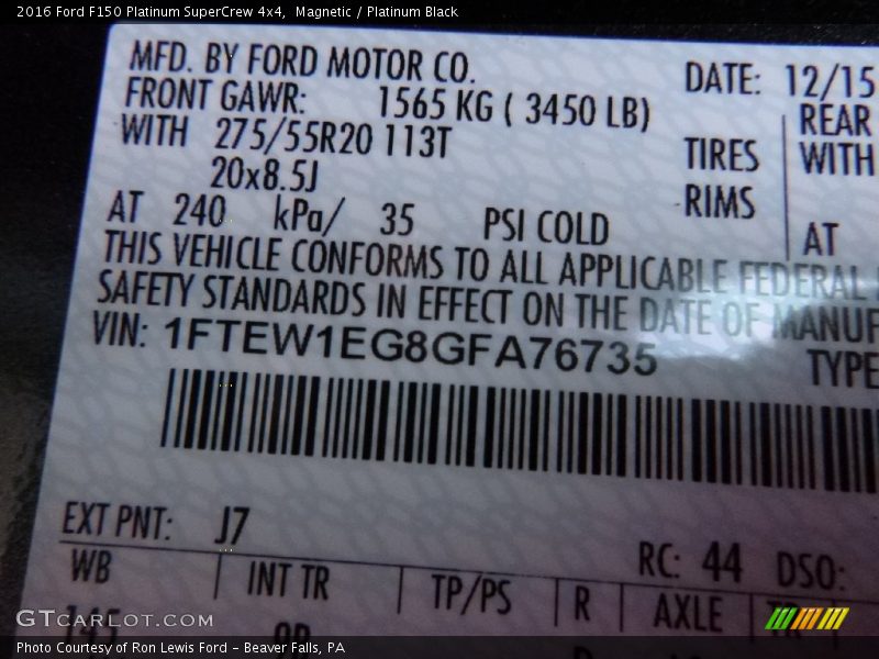 Magnetic / Platinum Black 2016 Ford F150 Platinum SuperCrew 4x4