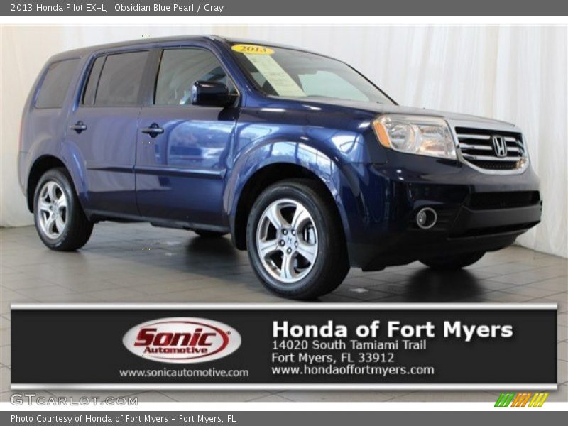 Obsidian Blue Pearl / Gray 2013 Honda Pilot EX-L