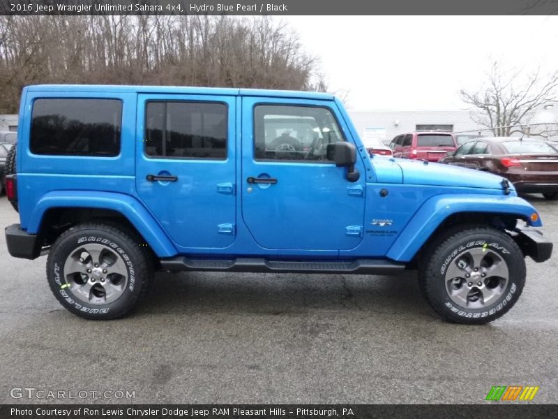 Hydro Blue Pearl / Black 2016 Jeep Wrangler Unlimited Sahara 4x4