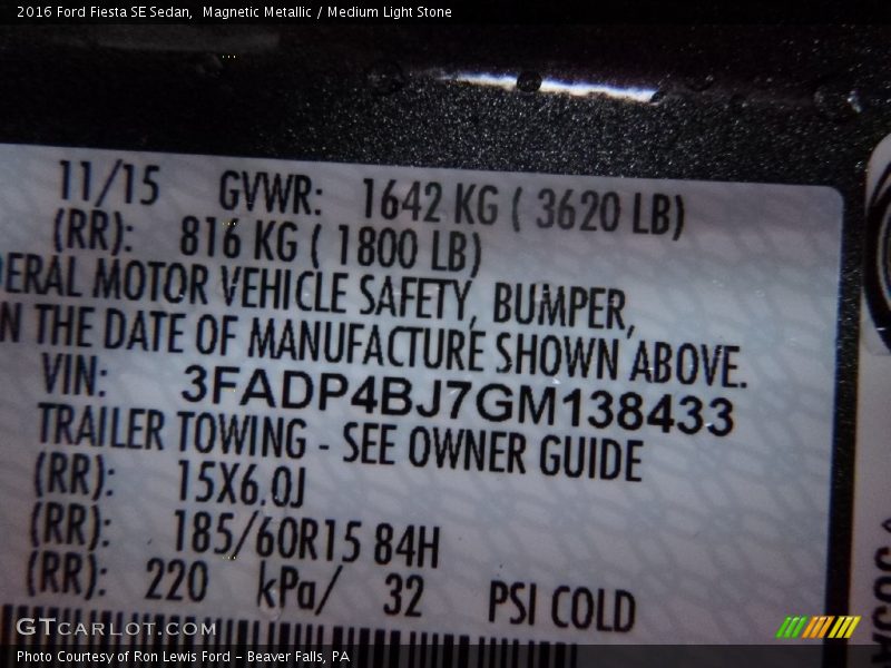 Magnetic Metallic / Medium Light Stone 2016 Ford Fiesta SE Sedan
