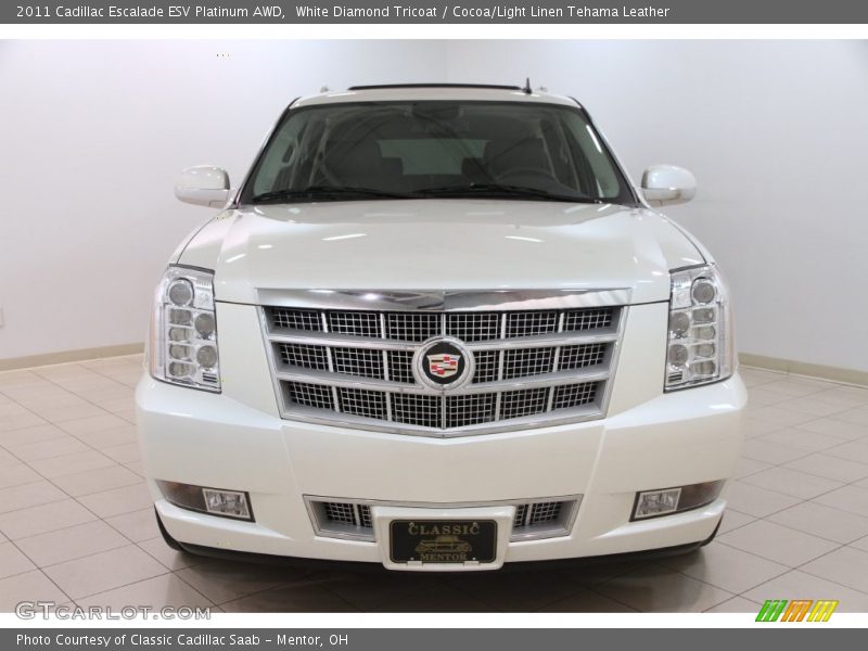 White Diamond Tricoat / Cocoa/Light Linen Tehama Leather 2011 Cadillac Escalade ESV Platinum AWD