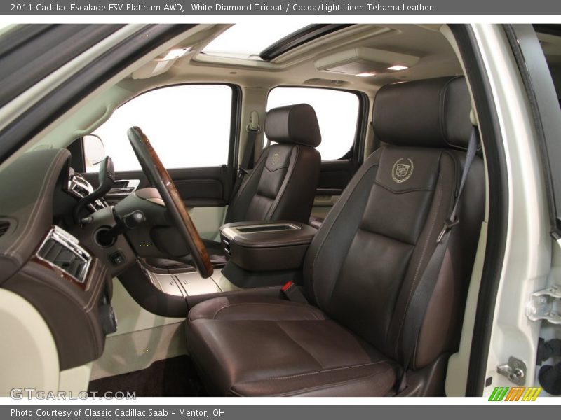 White Diamond Tricoat / Cocoa/Light Linen Tehama Leather 2011 Cadillac Escalade ESV Platinum AWD
