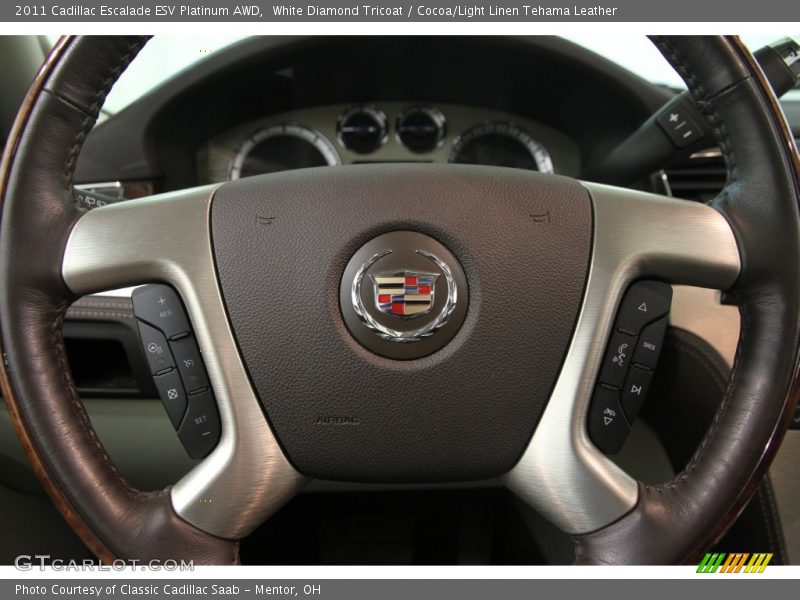 White Diamond Tricoat / Cocoa/Light Linen Tehama Leather 2011 Cadillac Escalade ESV Platinum AWD