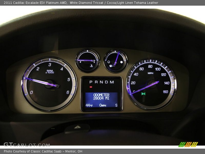 White Diamond Tricoat / Cocoa/Light Linen Tehama Leather 2011 Cadillac Escalade ESV Platinum AWD