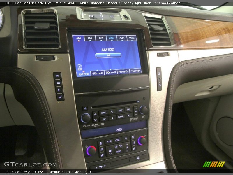 White Diamond Tricoat / Cocoa/Light Linen Tehama Leather 2011 Cadillac Escalade ESV Platinum AWD