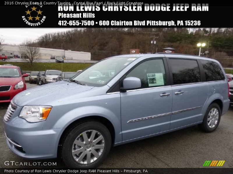 Crystal Blue Pearl / Black/Light Graystone 2016 Chrysler Town & Country Touring