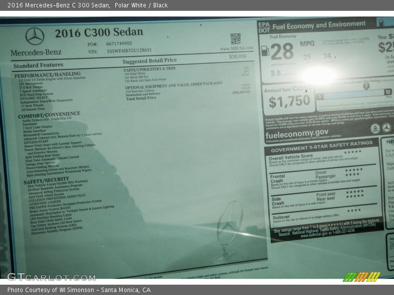 Polar White / Black 2016 Mercedes-Benz C 300 Sedan