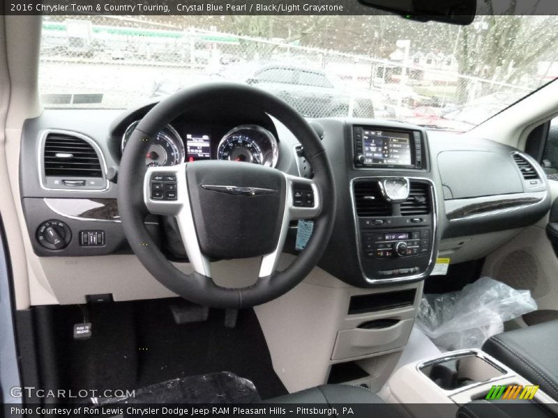 Crystal Blue Pearl / Black/Light Graystone 2016 Chrysler Town & Country Touring