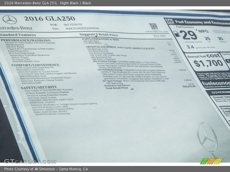 Night Black / Black 2016 Mercedes-Benz GLA 250