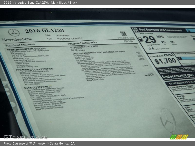 Night Black / Black 2016 Mercedes-Benz GLA 250
