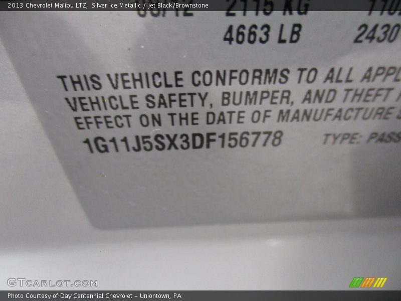 Silver Ice Metallic / Jet Black/Brownstone 2013 Chevrolet Malibu LTZ