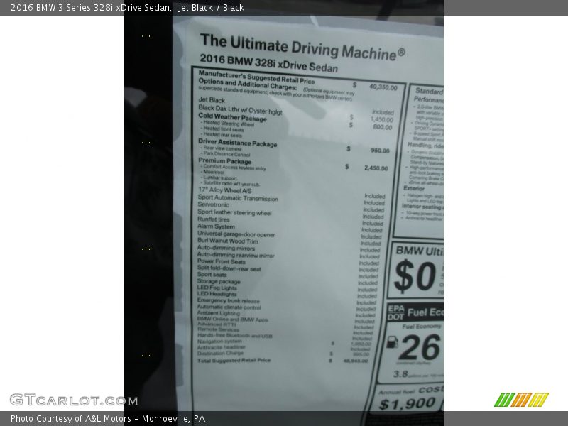 Jet Black / Black 2016 BMW 3 Series 328i xDrive Sedan