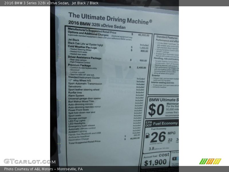 Jet Black / Black 2016 BMW 3 Series 328i xDrive Sedan