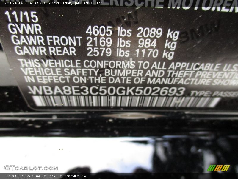 Jet Black / Black 2016 BMW 3 Series 328i xDrive Sedan