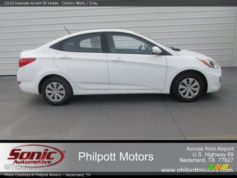 Century White / Gray 2016 Hyundai Accent SE Sedan