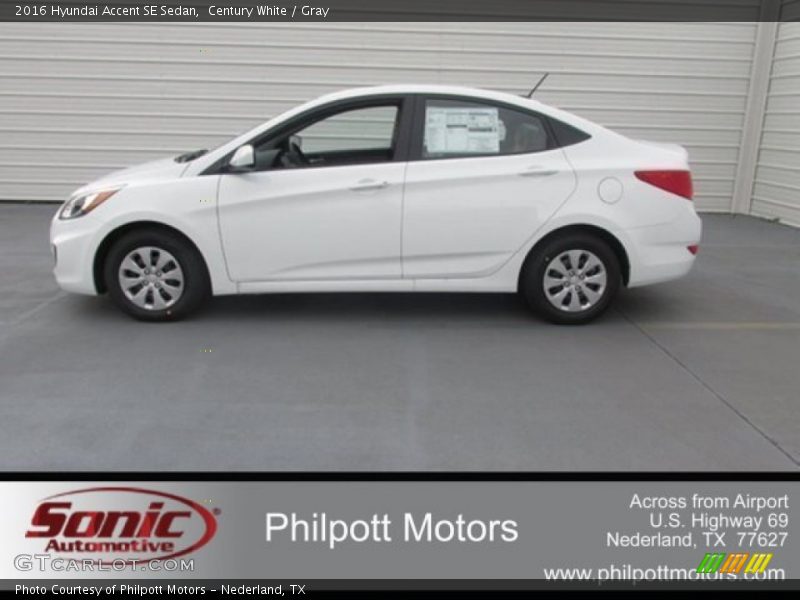 Century White / Gray 2016 Hyundai Accent SE Sedan