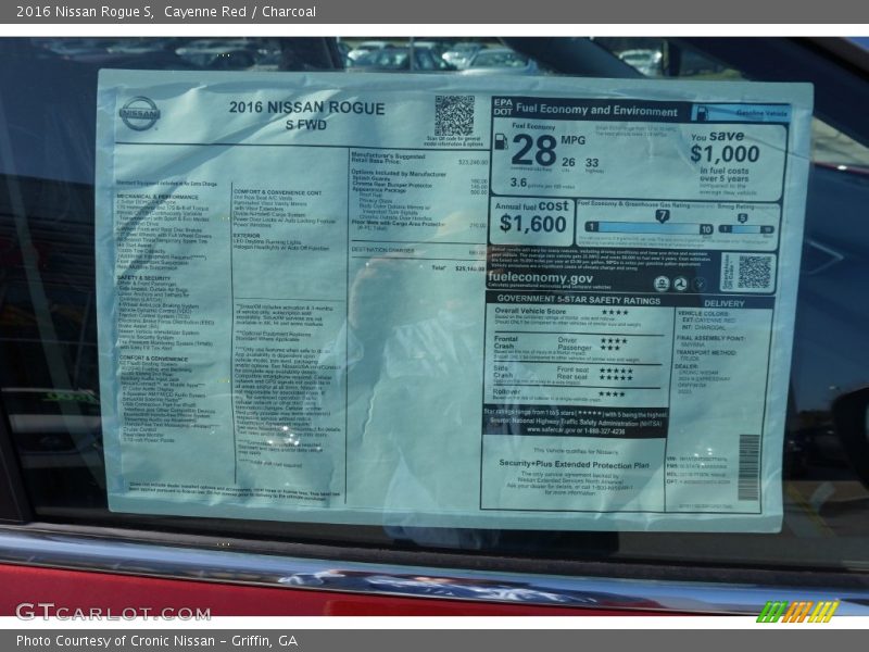 Cayenne Red / Charcoal 2016 Nissan Rogue S
