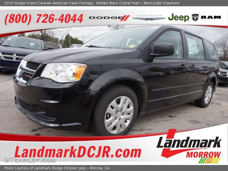 Brilliant Black Crystal Pearl / Black/Light Graystone 2016 Dodge Grand Caravan American Value Package